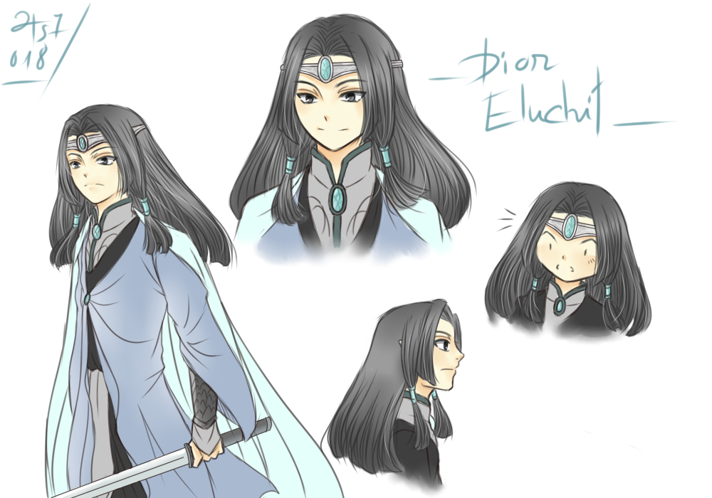 1boy black_hair blue_robe cape character_name closed_mouth collar dior_(silmarillion) gem holding holding_sword holding_weapon male_focus profile robe simple_background solo sword the_silmarillion tolkien&#039;s_legendarium weapon white_background windrelyn