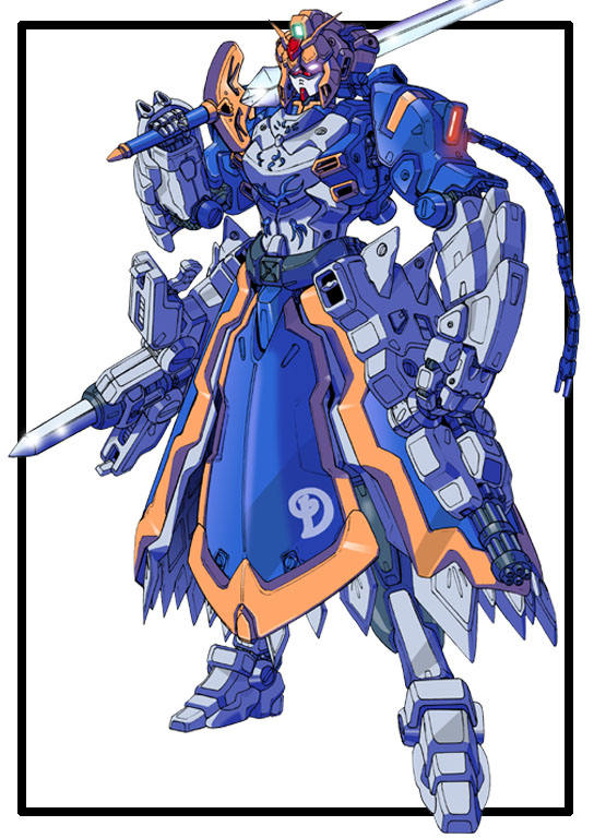 artoria_pendragon_(fate) crossover fate/stay_night fate_(series) gundam gundam_girl mecha mechanization parody robot saber_(fate) solo sword weapon