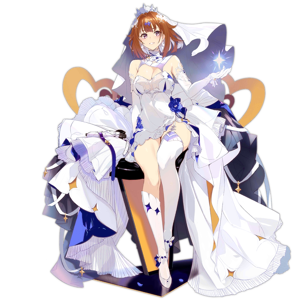 1girl asymmetrical_legwear breasts bridal_veil brown_hair cleavage dress elbow_gloves female_focus full_body garter_straps girls&#039;_frontline gloves grizzly_mkv_(girls&#039;_frontline) grizzly_mkv_(rain_on_a_starry_night)_(girls&#039;_frontline) gun hair_ornament high_heels holster kneehighs l.a.r._manufacturing lar_grizzly_win_mag large_breasts official_alternate_costume official_art purple_eyes realmbw short_hair side_slit sidelocks single_kneehigh single_sock single_thighhigh sitting smile socks solo thighhighs tiara transparent_background uneven_legwear veil weapon wedding_dress white_dress white_gloves white_socks x_hair_ornament