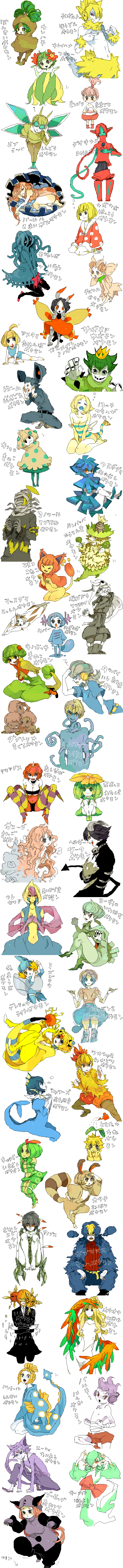 6+boys 6+girls absurdres aggron ampharos anorith ariados bagon bellossom blonde_hair bonsly breloom cacnea caterpie cherrim cherrim_(sunshine) clamperl combusken corsola cresselia deoxys deoxys_(normal) dugtrio dunsparce dusknoir espeon garchomp gardevoir gen_1_pokemon gen_2_pokemon gen_3_pokemon gen_4_pokemon grumpig happiny highres ho-oh houndoom huntail kinako_(marubotan) larvitar legendary_pokemon linoone long_image loudred ludicolo manectric mothim mudkip multiple_boys multiple_girls mythical_pokemon nintendo omastar personification pineco pokemon porygon2 sentret shroomish shuckle skiploom skitty solrock sunkern surskit tall_image tangrowth translation_request tyrogue vaporeon vibrava wooper