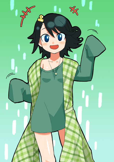 1girl black_hair female_focus genderswap genderswap_(mtf) jewelry kamen_rider kamen_rider_w long_sleeves messy_hair necklace philip philip_(kamen_rider) shigehiro_(hiroi_heya) solo