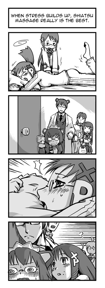 2k-kun 2k-tan 3girls 4boys 4koma comic ear_to_glass_to_door eavesdropping futaba_channel glasses greyscale hard-translated homeko homeo imuhata_shimuro long_image me-kun monochrome multiple_boys multiple_girls os-tan sexually_suggestive simuro tall_image third-party_edit translated xp-kun xp-tan xp_home-tan xphome xpmc