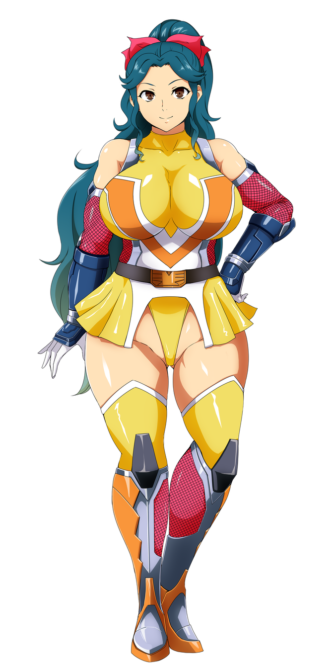 1girl breasts highres large_breasts looking_at_viewer ponytail raburebo smile solo