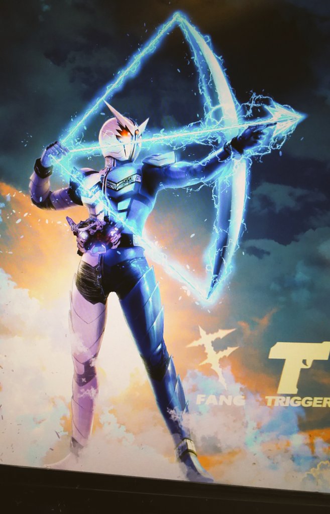 1boy armor blue_armor bow_(weapon) electricity fuuto_tantei gaia_memory kamen_rider kamen_rider_double kamen_rider_w male_focus ocean red_eyes rider_belt sato_masaki_(masayakofu) sunset tokusatsu weapon white_armor