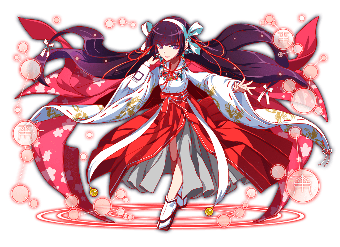 1girl animal_print anime_coloring ankle_socks artist_request bare_legs bell bird_print blue_gemstone blunt_bangs breasts brown_eyes brown_sandals closed_mouth crash_fever crossed_legs earrings floral_print full_body furisode game_cg gem grey_skirt hair_ribbon hairband hakama hakama_skirt hand_in_own_hair himiko_(crash_fever) jade_(gemstone) japanese_clothes jewelry jingle_bell kimono light_particles long_hair long_skirt looking_at_viewer magatama magatama_earrings magatama_necklace mark_under_eye medium_breasts miko necklace number_print numbered official_art outline pelvic_curtain pink_lips pink_ribbon print_sleeves purple_hair red_hakama red_outline red_ribbon red_skirt ribbon ribbon-trimmed_sleeves ribbon_trim sandals sidelocks skirt sleeve_cuffs socks solo square square_print tabi tachi-e third-party_source transparent_background tsurime very_long_hair walking white_hairband white_kimono white_ribbon white_sleeve_cuffs white_trim yellow_gemstone zouri
