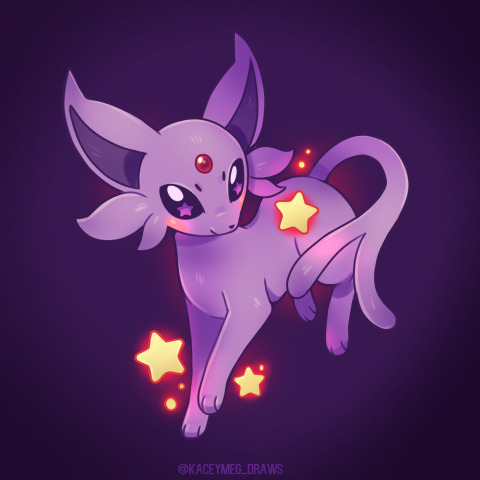 animal_focus blush bright_pupils espeon forehead_jewel gen_2_pokemon kaceymeg nintendo no_humans pokemon pokemon_(creature) purple_background purple_eyes purple_hair sidelocks simple_background smile white_pupils