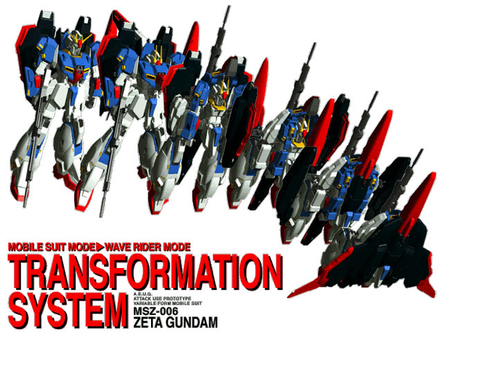 3d beam_rifle character_name commentary_request energy_gun english_text gundam henshin machinery mecha mecha_focus mobile_suit multiple_persona no_humans realistic robot science_fiction shield transformation uzawa wave_rider weapon white_background zeta_gundam zeta_gundam_(mobile_suit)