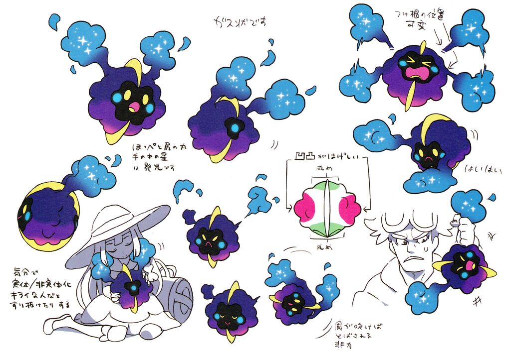 1boy 1girl bag closed_eyes concept_art cosmog dress duffel_bag eyewear_on_head gen_7_pokemon guzma_(pokemon) hat legendary_pokemon lillie_(pokemon) long_hair nebula nintendo official_art open_mouth pointing_out_the_details pokemon pokemon_(creature) pokemon_focus pokemon_sm short_hair smile sun_hat sunglasses