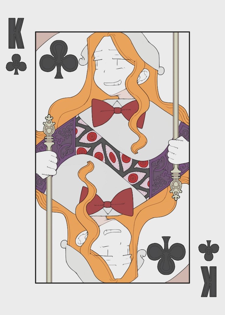 1girl blonde_hair bolos bow card clenched_teeth club_(shape) dress extra_eyes gap_(touhou) hat holding king_(playing_card) king_of_clubs long_hair mob_cap playing_card purple_dress red_eyes shirt smile teeth touhou white_shirt yakumo_yukari