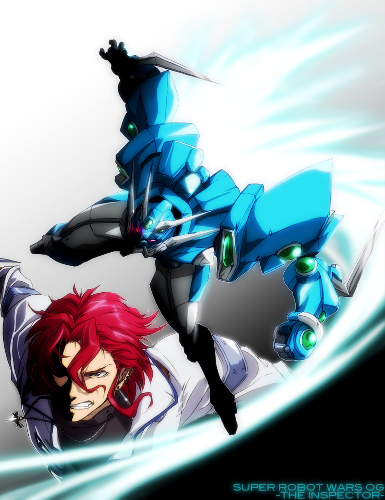 10s 1boy axel_almer bad_id bad_pixiv_id banpresto male_focus manly mecha mo_ko red_eyes red_hair robot soulgain super_robot_wars super_robot_wars_advance super_robot_wars_og_the_inspector super_robot_wars_original_generation super_robot_wars_original_generation_2