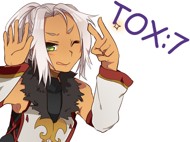 1boy bare_shoulders dark_skin detached_sleeves fur green_eyes grey_hair hoshihuri ivar_(tales) tales_of_(series) tales_of_xillia tongue