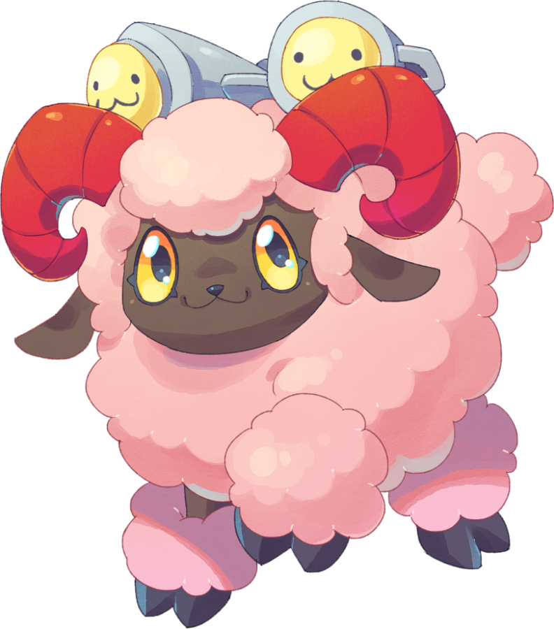 black_eyes colored_sclera digimon digimon_(creature) horns sheepmon smile solo yellow_sclera