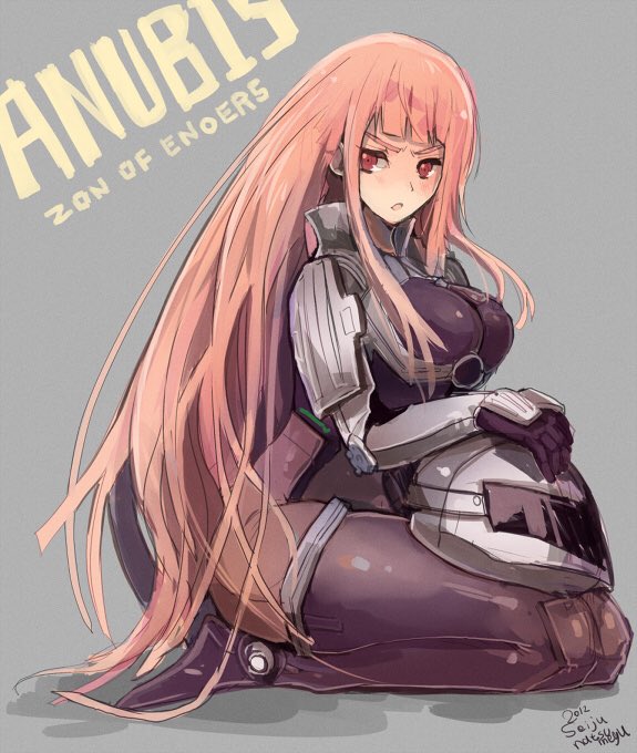 1girl bodysuit breasts full_body helmet ken_marinaris large_breasts long_hair looking_at_viewer open_mouth pilot_suit pink_bodysuit pink_hair seiju_natsumegu simple_background skin_tight solo very_long_hair zone_of_the_enders zone_of_the_enders_2