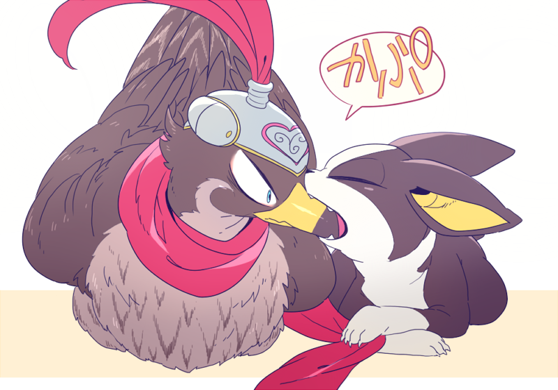 bird biting dog falcon helmet iggy_(jojo) jojo_no_kimyou_na_bouken no_humans pet_shop scarf simple_background sizma