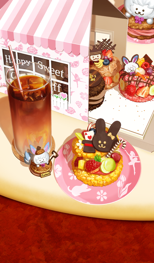 akitaken_(non_faciem) animal-themed_food banana banana_slice blueberry box candy candy_cane card character-themed_food chocolate coaster commentary cream_puff crumbs cup custard dessert drink drinking_glass drinking_straw english_text fate/grand_order fate_(series) food food_art food_focus food_writing fou_(fate) fruit hat highball_glass ice ice_cube johanna-san_to_mikakunin_no_ai no_humans official_art orange_(fruit) orange_slice plate playing_card rabbit still_life strawberry strawberry_slice sweets third-party_source top_hat