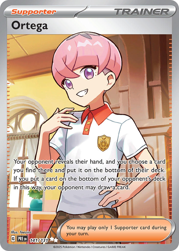 1boy artist_name buttons card_(medium) character_name collared_shirt company_name copyright_name copyright_notice curtains english_text eyelashes hand_on_own_hip indoors male_focus naranja_academy_school_uniform nintendo official_alternate_costume official_art ortega_(pokemon) pink_hair plant pokemon pokemon_card pokemon_sv pokemon_tcg potted_plant purple_eyes school_uniform shirt short_hair short_sleeves smile solo team_star teeth teeziro third-party_source trading_card white_shirt window