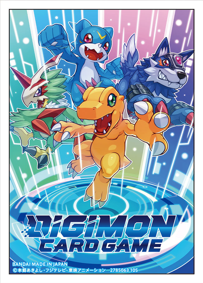 agumon bird blue_fur blue_scales blue_skin colored_skin digimon digimon_(creature) digimon_card_game dragon feathers green_feathers group_picture horns lizard loogamon official_art open_mouth poroze pteromon purple_eyes red_eyes sharp_teeth single_horn teeth trait_connection v-mon wolf yellow_scales