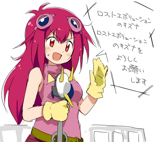 1girl breasts digimon digimon_story:_lost_evolution female_focus gloves goggles goggles_on_head kizuna_(digimon) long_hair pink_hair solo