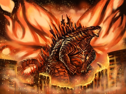 alternate_form apocalypse aura bug building burning_godzilla destruction dinosaur elemental_(creature) embers energy energy_being energy_field energy_pulse energy_wings fire_elemental ghost glowing glowing_eyes godzilla godzilla:_king_of_the_monsters godzilla_(series) insect kaiju legendary_pictures lowres melting monsterverse moth mothra mujiao nuclear_pulse toho wings