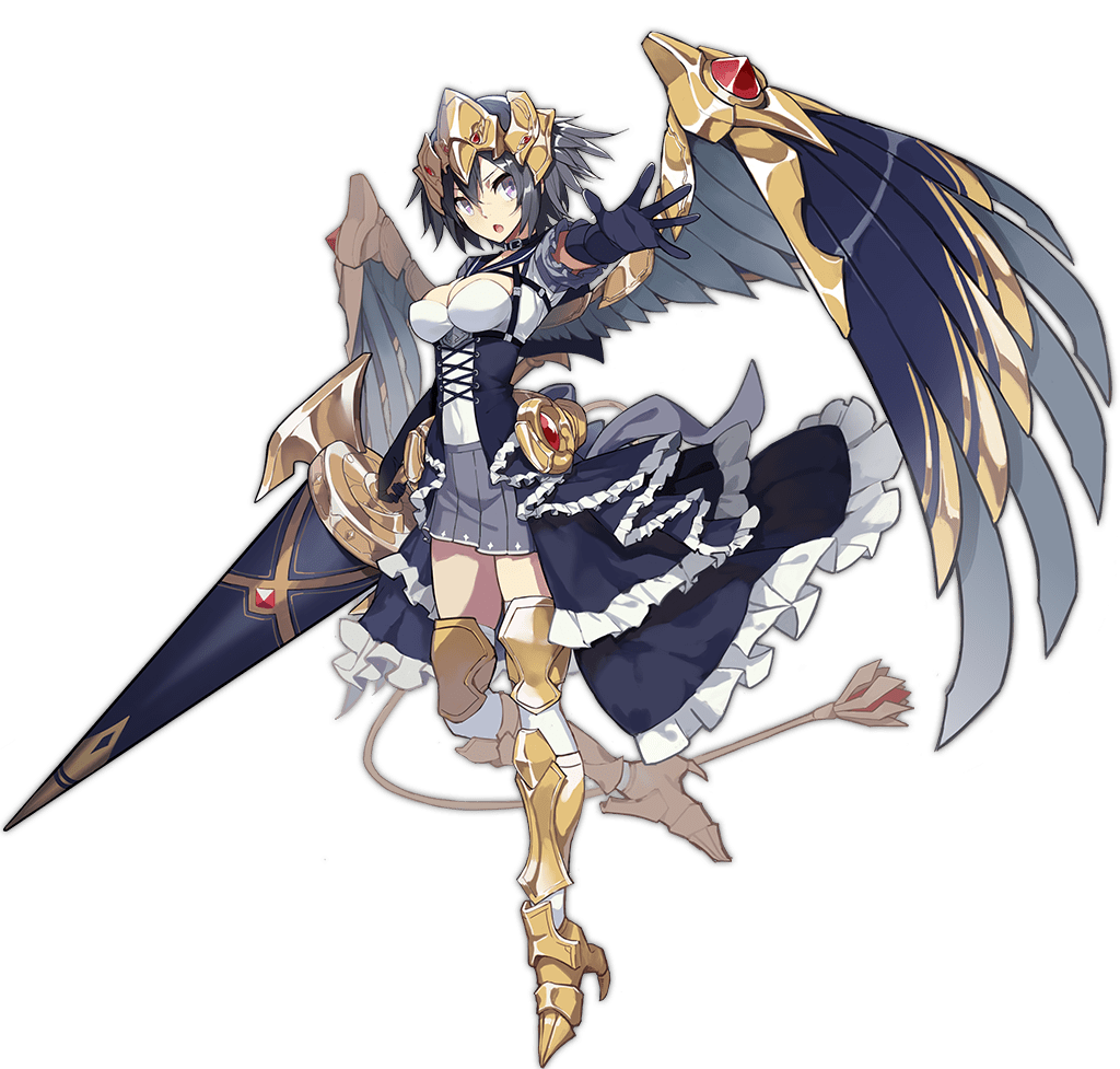1girl ark_order armored_boots black_dress black_gloves boots breasts cleavage_cutout clothing_cutout dress elbow_gloves frilled_dress frills full_body garter_straps gloves gold_boots gold_trim grey_eyes grey_hair grey_skirt grey_wings griffin_(ark_order) headpiece holding holding_weapon kzhu leotard medium_breasts official_art pleated_skirt short_hair short_sleeves sidelocks skirt solo tachi-e thigh_boots thigh_strap thighhighs transparent_background weapon weapon_request white_leotard wing_armor wings