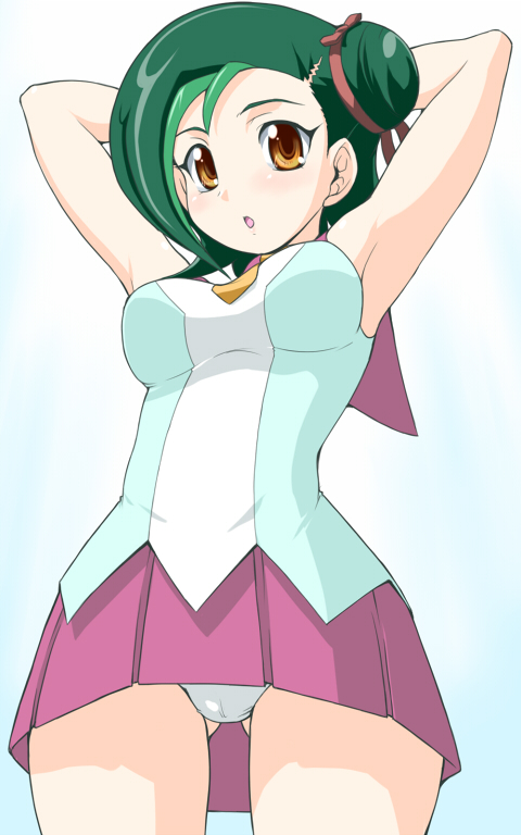 cameltoe mizuki_kotori_(yu-gi-oh!) panties school_uniform underwear yaso_shigeru yu-gi-oh! yuu-gi-ou yuu-gi-ou_zexal