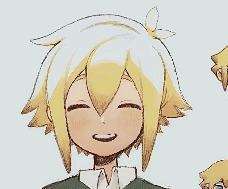 1boy antenna_hair basil_(faraway)_(omori) basil_(omori) blonde_hair blush collared_shirt green_sweater_vest male_focus omori open_mouth shirt short_hair smile solo sweater_vest tate_ware_anal teeth upper_teeth_only white_shirt