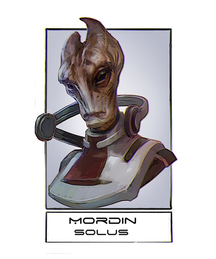1boy alien black_eyes commentary english_commentary engrish_commentary eva_kosmos head_tilt jacket looking_at_viewer male_focus mass_effect_(series) mass_effect_2 mordin_solus portrait salarian solid_eyes solo white_jacket