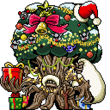 christmas digimon digimon_(creature) facial_hair gift jyureimon jyureimon_(christmas_tree) mustache official_art tree