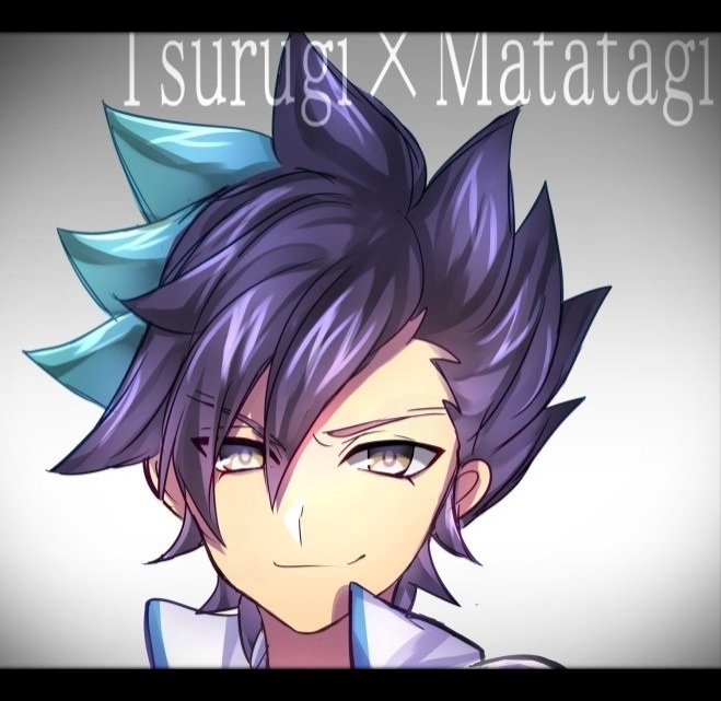 10s 1boy aqua_hair bad_id bad_pixiv_id earth_eleven fusion inazuma_eleven_(series) inazuma_eleven_go inazuma_eleven_go_galaxy jacket letterboxed maian maianh male_focus matatagi_hayato multicolored_hair portrait purple_hair short_hair smile solo track_jacket tsurugi_kyousuke two-tone_hair upper_body