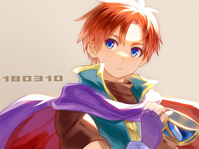 1boy blue_eyes fire_emblem fire_emblem:_the_binding_blade headband male_focus nintendo red_hair roy_(fire_emblem) short_hair simple_background smile solo yuki_(sumaburalove)
