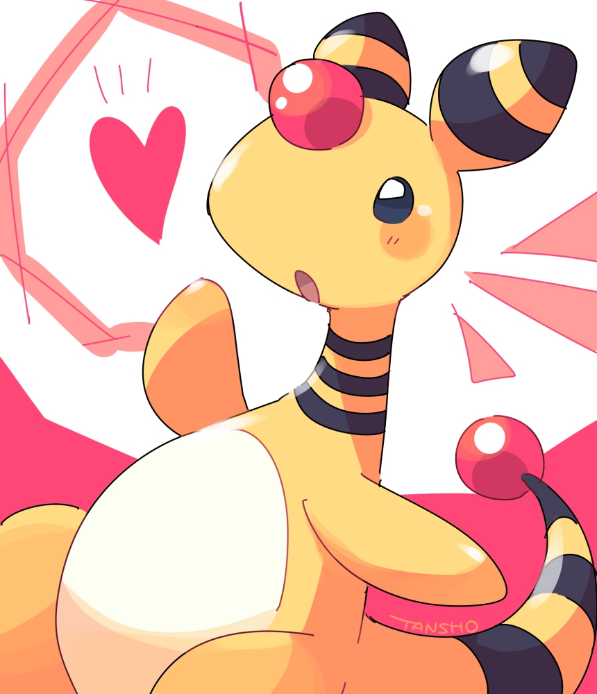 :o ampharos blue_eyes blush gen_2_pokemon heart nintendo no_humans open_mouth pokemon pokemon_(creature) tansho