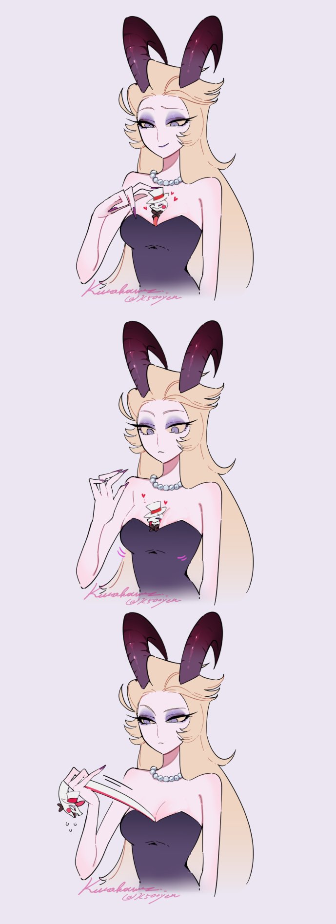 1boy 1girl animalization breasts couple demon demon_boy demon_girl demon_horns dress hazbin_hotel highres horns husband_and_wife k500yen large_breasts lilith_(hazbin_hotel) long_hair lucifer_morningstar_(hazbin_hotel) person_and_animalization snake very_long_hair