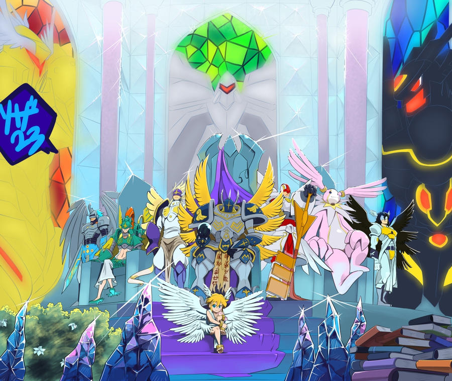 alphamon angel_army bagramon cherubimon cherubimon_(virtue) clavisangemon digimon dominimon jupitermon lucemon ofanimon seraphimon slashangemon yggdrasill_(digimon) yggdrasill_7d6