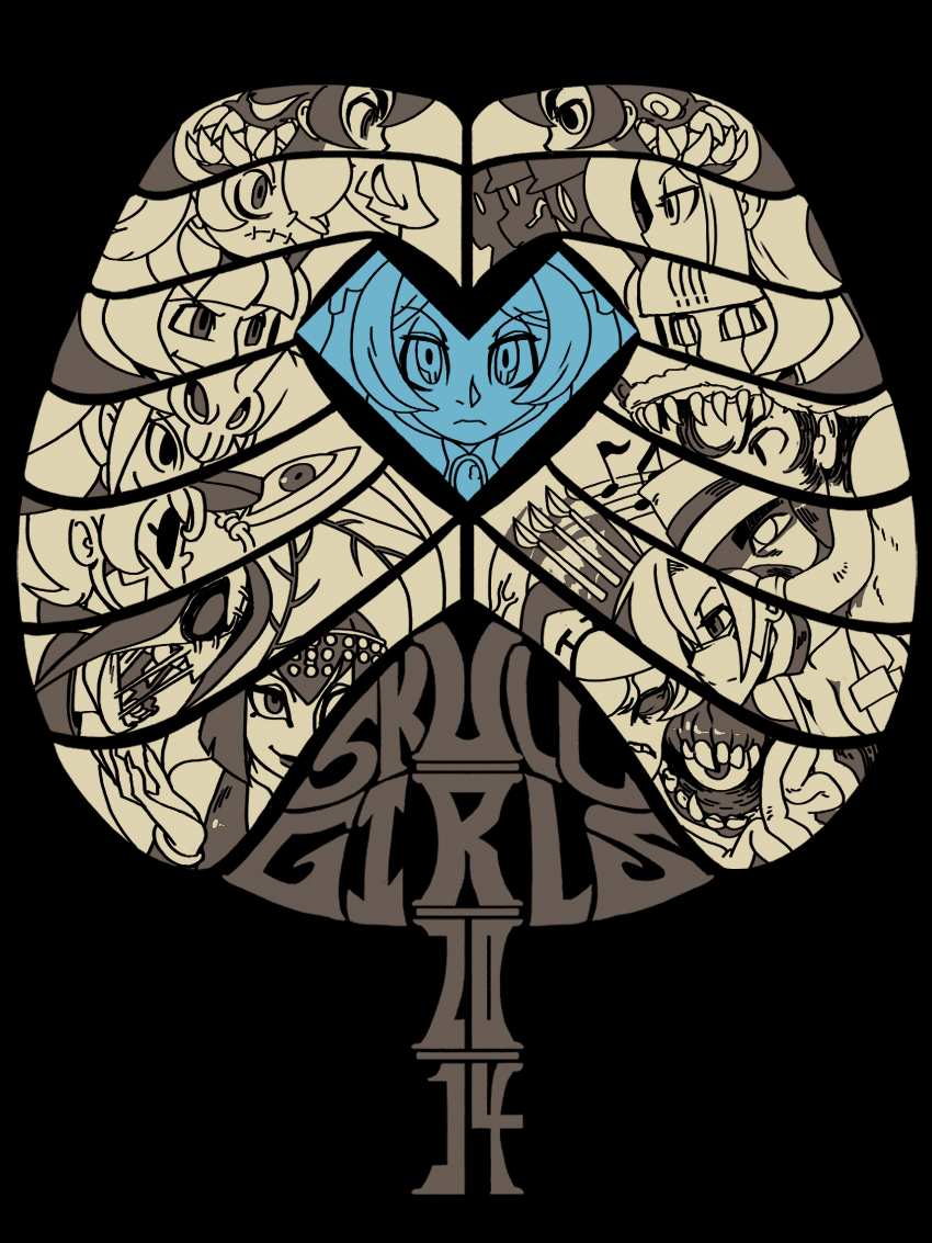 2014 2boys 6+girls alex_ahad android beowulf_(skullgirls) big_band black_background black_egrets black_hair bloody_marie_(skullgirls) brooch cat_girl cerebella_(skullgirls) choker dated double_(skullgirls) eliza_(skullgirls) everyone fedora filia_(skullgirls) fukua_(skullgirls) grid hat jewelry leviathan_(skullgirls) long_hair mask monster_girl ms._fortune_(skullgirls) multiple_boys multiple_girls musical_note nun official_art painwheel_(skullgirls) parasoul_(skullgirls) peacock_(skullgirls) portrait profile respirator ribcage robo-fortune samson_(skullgirls) scalpel shamone_(skullgirls) sharp_teeth short_hair skullgirls smile squigly_(skullgirls) stitched_mouth stitches teeth valentine_(skullgirls)