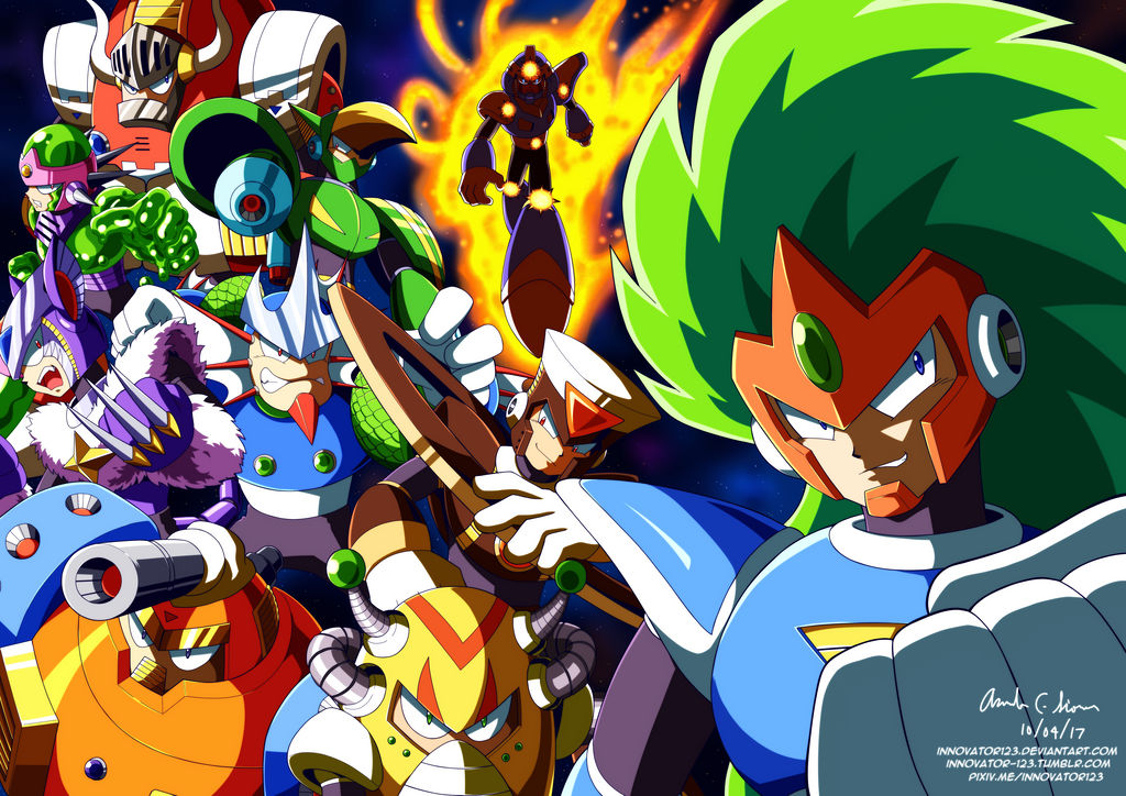 capcom claws clenched_hands evil_grin evil_smile fire fire green_hair grin helmet joints jupiter_(mega_man) mars_(mega_man) mega_man_(classic) mega_man_(series) mega_man_v mercury_(mega_man) neptune_(mega_man) open_mouth pluto_(mega_man) robot robot_joints saturn_(mega_man) slime smile space terra_(mega_man) uranus_(mega_man) venus_(mega_man)