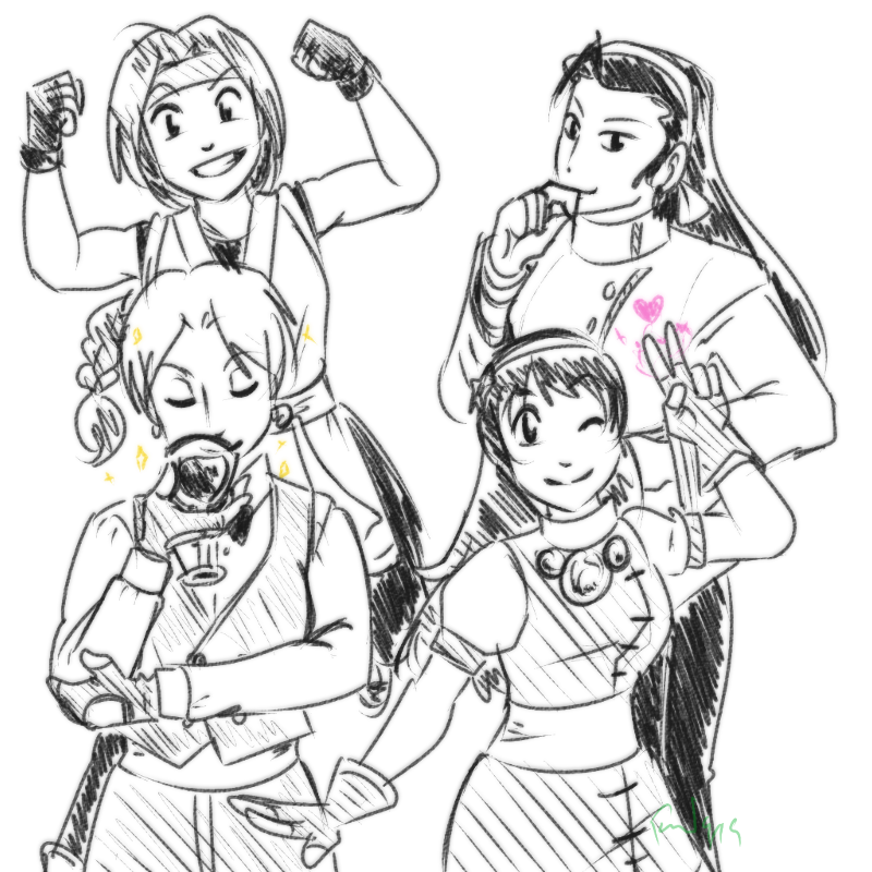 4girls asamiya_athena black_hair blonde_hair braid idol kagura_chizuru king_(snk) multiple_girls priestess psycho_soldier purple_hair ryuuko_no_ken short_hair snk the_king_of_fighters the_king_of_fighters_&#039;98 yuri_sakazaki