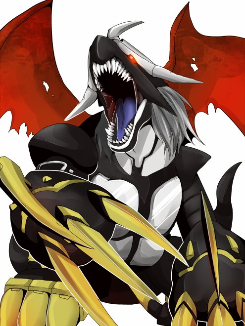 claws digimon digimon_(creature) imperialdramon imperialdramon_dragon_mode_(black) sharp_teeth solo tail teeth wings