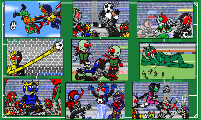 chibi denji_(mugitomato) everyone kamen_rider kamen_rider_1 kamen_rider_2 kamen_rider_555 kamen_rider_agito kamen_rider_agito_(series) kamen_rider_amazon kamen_rider_amazon_(series) kamen_rider_black_rx kamen_rider_black_rx_(series) kamen_rider_blade kamen_rider_blade_(series) kamen_rider_dcd kamen_rider_decade kamen_rider_den-o kamen_rider_den-o_(series) kamen_rider_double kamen_rider_faiz kamen_rider_hibiki kamen_rider_hibiki_(series) kamen_rider_j kamen_rider_kabuto kamen_rider_kabuto_(series) kamen_rider_kiva kamen_rider_kiva_(series) kamen_rider_kuuga kamen_rider_kuuga_(series) kamen_rider_ryuki kamen_rider_ryuki_(series) kamen_rider_stronger kamen_rider_stronger_(series) kamen_rider_super-1 kamen_rider_super-1_(series) kamen_rider_w kamen_rider_x kamen_rider_x_(series) kamen_rider_zx riderman skyrider soccer