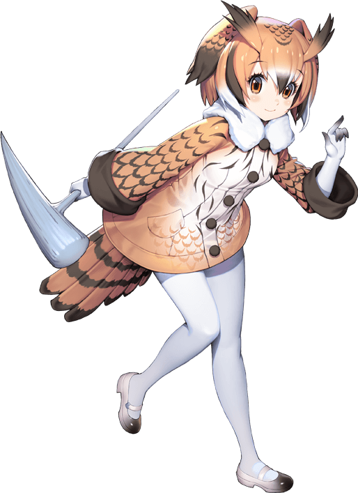 1girl eurasian_eagle_owl_(kemono_friends) full_body game_cg kemono_friends kemono_friends_kingdom looking_at_viewer official_art solo tachi-e transparent_background