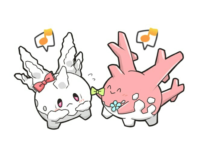 :&gt; :&lt; animal_focus blue_flower blush bow bright_pupils closed_eyes closed_mouth commentary_request corsola flower flying_sweatdrops full_body galarian_corsola galarian_form gen_2_pokemon gen_8_pokemon green_bow half-closed_eyes holding holding_bow_(ornament) mau_0426 musical_note nintendo no_humans pink_bow pokemon pokemon_(creature) pokemon_focus red_eyes simple_background smile spoken_musical_note white_background white_pupils
