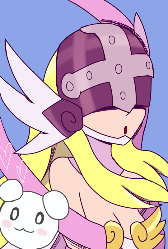 angel angel_girl angewomon digimon digimon_(creature) head_wings long_hair mask wings yukimibotamon
