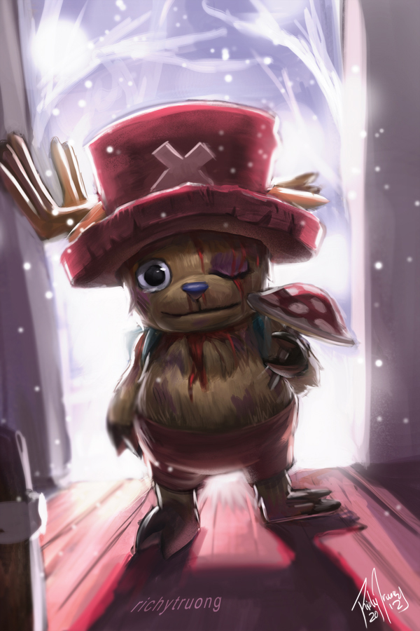 antlers blood drum_island hat horns injury mushroom one_piece reindeer richy_truong smile snow tony_tony_chopper