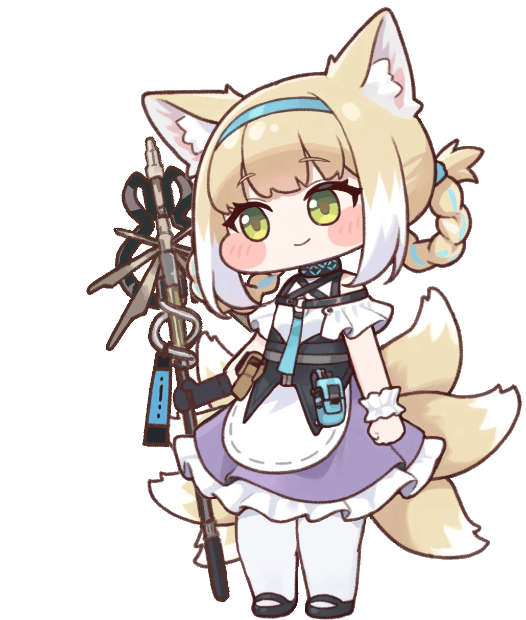 1girl animal_ears animated animated_gif arknights artist_request blue_hairband blush braid braided_hair_rings diyap_(style) dress fox_ears fox_girl fox_tail green_eyes hair_rings hairband highres holding holding_staff infection_monitor_(arknights) kitsune kyuubi multiple_tails open_mouth pantyhose purple_dress simple_background solo staff suzuran_(arknights) tail transparent_background twin_braids variant_set white_pantyhose