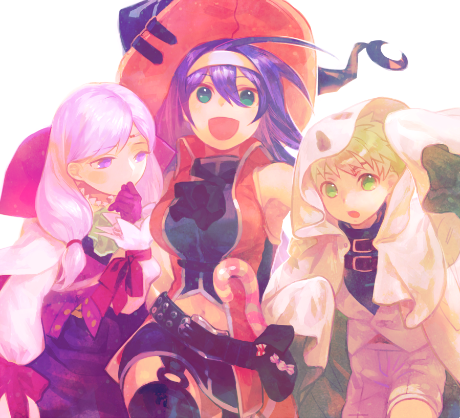 1boy 2girls belt blue_hair candy circlet fire_emblem fire_emblem:_path_of_radiance fire_emblem_heroes food gloves green_eyes green_hair hairband halloween_costume hat ilyana_(fire_emblem) ilyana_(halloween)_(fire_emblem) long_hair mia_(fire_emblem) mia_(halloween)_(fire_emblem) multiple_girls nintendo open_mouth picnicic purple_eyes purple_hair rolf_(fire_emblem) rolf_(halloween)_(fire_emblem) short_hair shorts simple_background white_background white_hairband white_shorts witch_hat