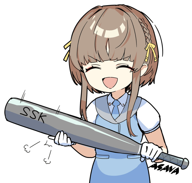 1girl asava_(hutaitenn) baseball_cap blue_necktie brown_hair closed_eyes commentary_request false_smile gloves grey_sailor_collar hat kantai_collection necktie sailor_collar short_hair short_hair_with_long_locks simple_background smile solo ukuru_(kancolle) upper_body v-shaped_eyebrows white_background white_gloves