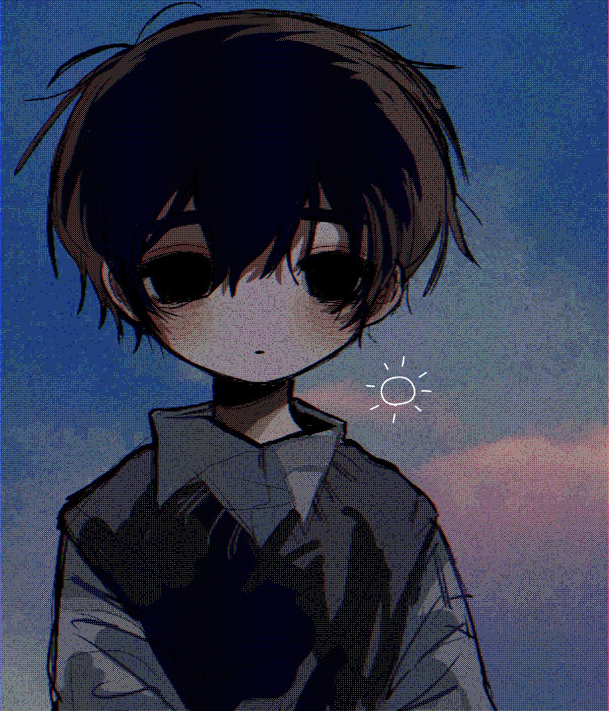 1boy black_eyes black_hair black_sweater_vest closed_mouth collared_shirt expressionless highres kobanzame_omo looking_at_viewer male_focus omori shirt short_hair short_sleeves solo sunny_(omori) sweater_vest upper_body white_shirt