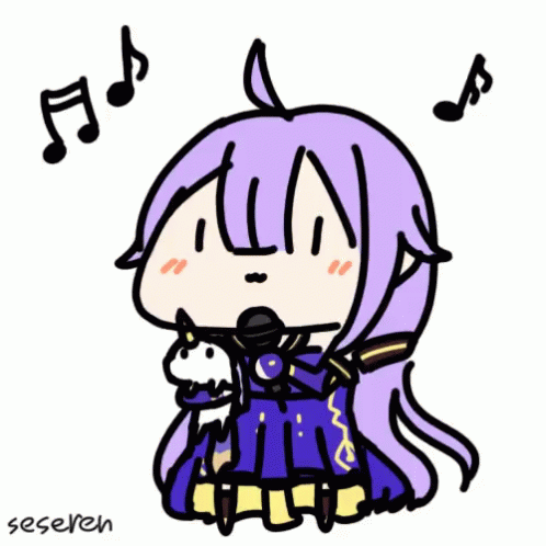 1girl ahoge animated animated_gif azur_lane karaoke lowres microphone musical_note seseren stuffed_unicorn unicorn_(azur_lane)