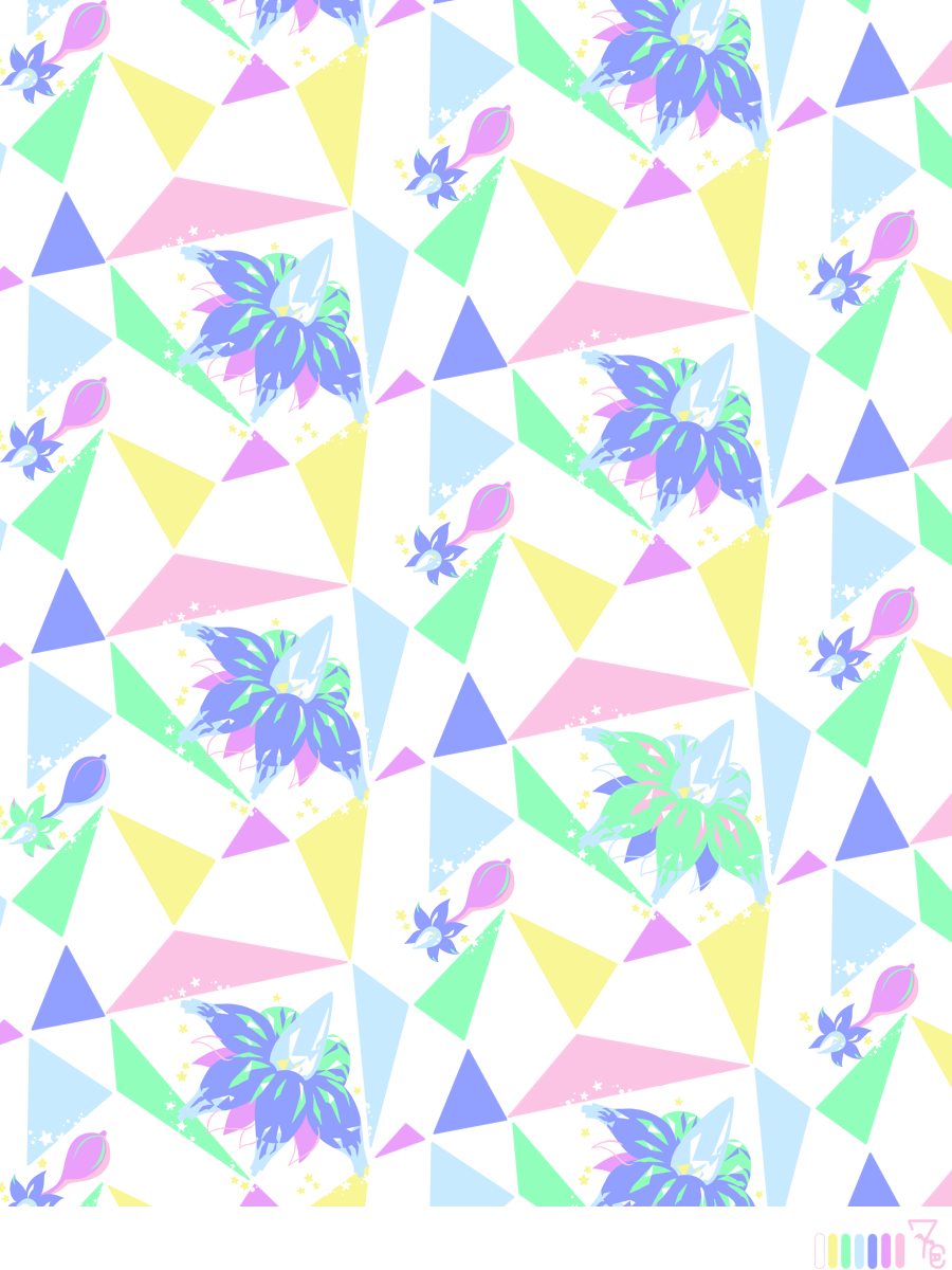 color_guide commentary_request evolutionary_line game_freak glimmet glimmora highres nintendo no_humans pokemon pokemon_(creature) signature sparkle star_(symbol) triangle white_background zara-me_(yukkuri)