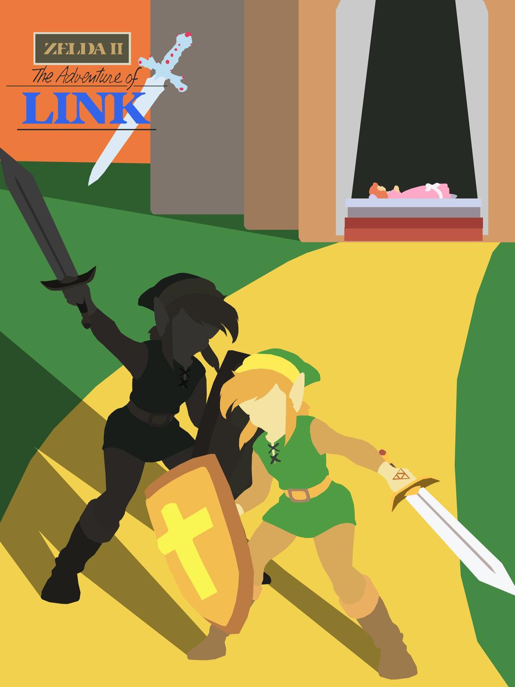 1girl 2boys brown_hair clone elf faceless faceless_male hat highres link lying multiple_boys nintendo pointy_ears poster_(medium) princess_zelda shadow_link shield sleeping spell standing sword the_legend_of_zelda tunic weapon zelda_ii:_the_adventure_of_link