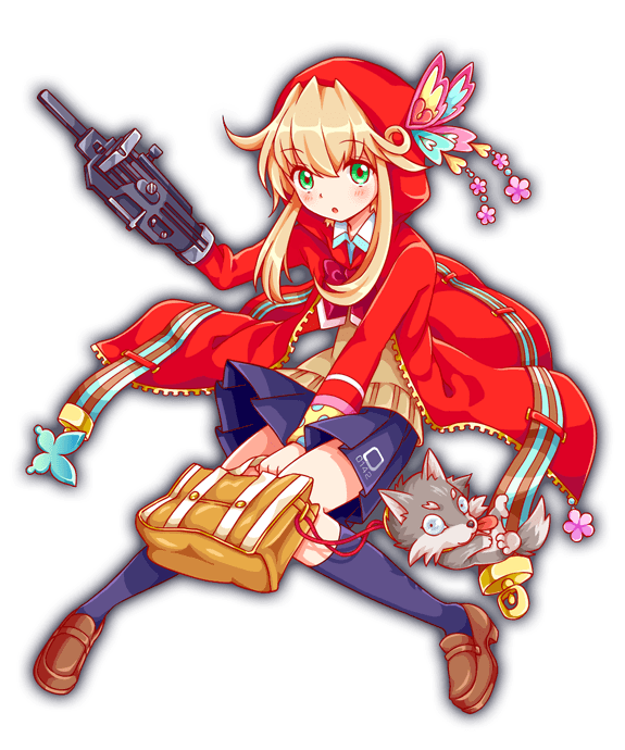 1girl 1other anime_coloring aqua_trim arm_cannon artist_request bag belt belted_coat black_socks blush bow brown_bag brown_footwear brown_sweater_vest butterfly_ornament chibi circle_print coat coat_bow collar crash_fever cub dot_nose flower flower_ornament full-length_zipper full_body game_cg green_eyes grey_eyes grey_fur grey_tail gun hair_between_eyes handbag holding holding_bag hood hood_up hooded_coat horizontal-striped_belt horizontal-striped_sleeves kneehighs knees_together_feet_apart little_red_riding_hood little_red_riding_hood_(grimm) loafers long_hair long_sidelocks long_sleeves mechanical_arms miniskirt number_print numbered official_art open_clothes open_coat open_mouth outline pink_flower pleated_skirt polka_dot_sleeve_cuffs print_skirt print_sleeve_cuffs red_bow red_hood red_outline red_riding_hood_(crash_fever) red_sleeves shoes sidelocks simple_background single_horizontal_stripe single_mechanical_arm single_sleeve_cuff skirt sleeve_cuffs socks solo_focus square square_print striped_belt striped_sleeves sweater_vest tachi-e third-party_source tongue tongue_out transparent_background two-tone_belt two-tone_fur two-tone_tail weapon white_collar white_fur white_stripes white_tail white_trim wing_collar wolf yellow_sleeve_cuffs zipper zipper_pull_tab
